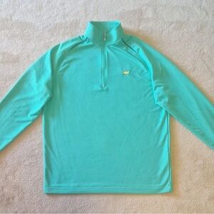 Masters Tech Green Solid 1/4 Zip Golf Pullover Small Men's Long Sleeve Mock Neck